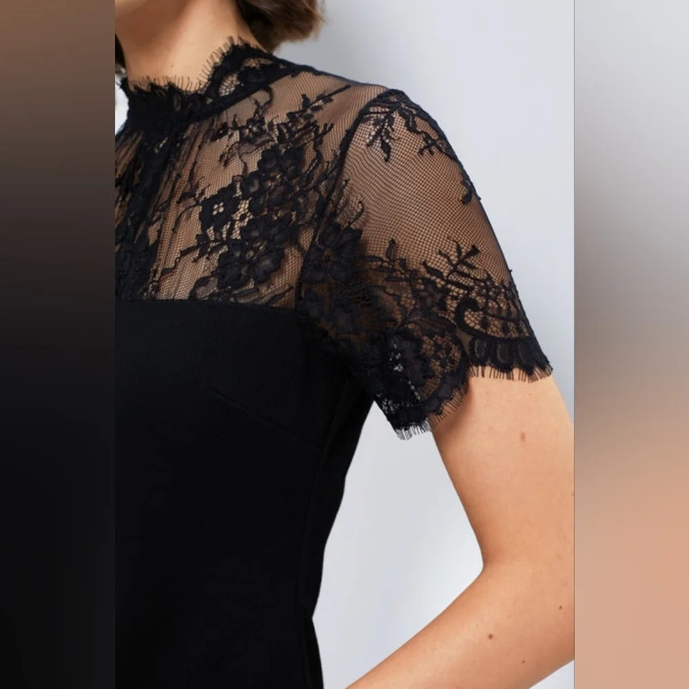 NWT Hyacinth House Tuckernuck Black Lace Agatha Midi Dress Size Small - Picture 10 of 10
